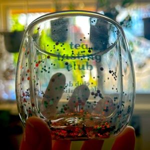 Double walled glass mug with confetti new